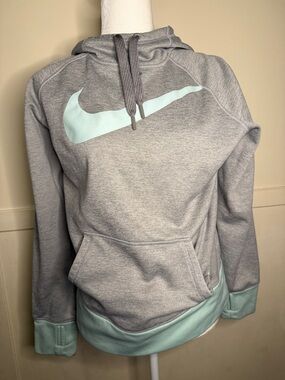 Nike Light Gray Hoodie with Mint Green Swoosh